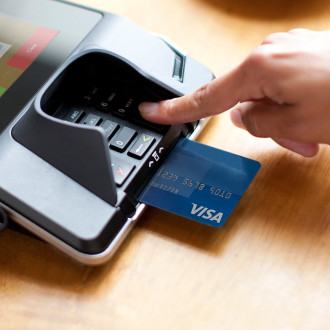 Image of a Visa card in a point of sale system