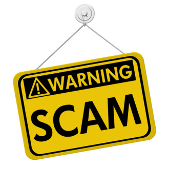 Image of the words "warning, scam"