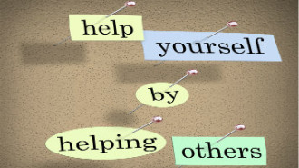 Image of the words "help yourself by helping others"