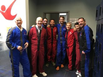 Image of the Dharma team ready to skydive